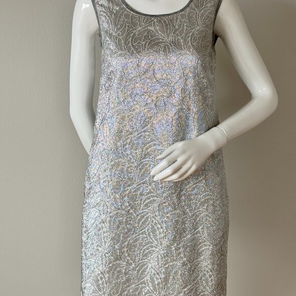MaxMara Dresses & Skirts - S Max Mara Metallic Silver Jacquard Cocktail Dress | Sleeveless Evening Party Mi